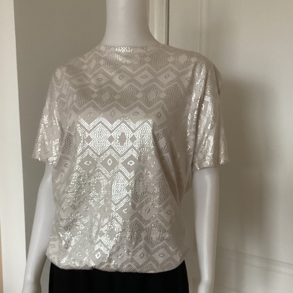 Apt. 9 Shimmering Cream Short Sleeve Top